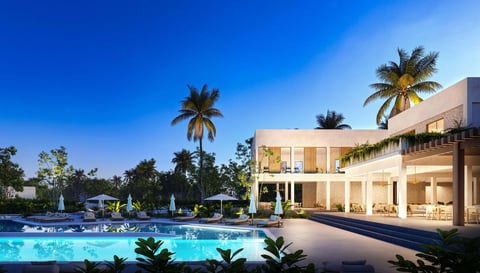 Modern luxury terrace at dusk
